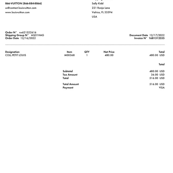 LOUIS VUITTON PETIT LOUIS NECLACE, GOLD - Picture 6 of 7